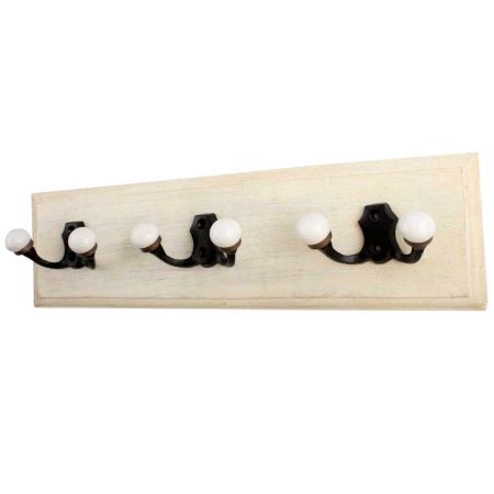 Black Double Loop Ceramic Iron Wooden Hooks